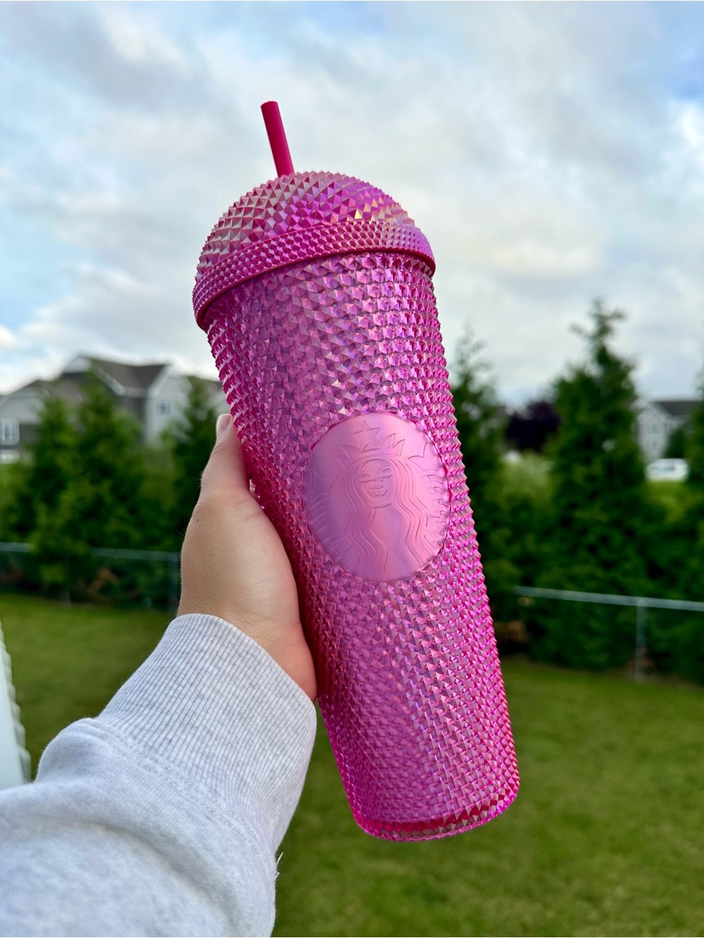 Starbucks | Pink 2025 Studded Iridescent Dome Lid Cold Cup | Size Venti 24 Oz